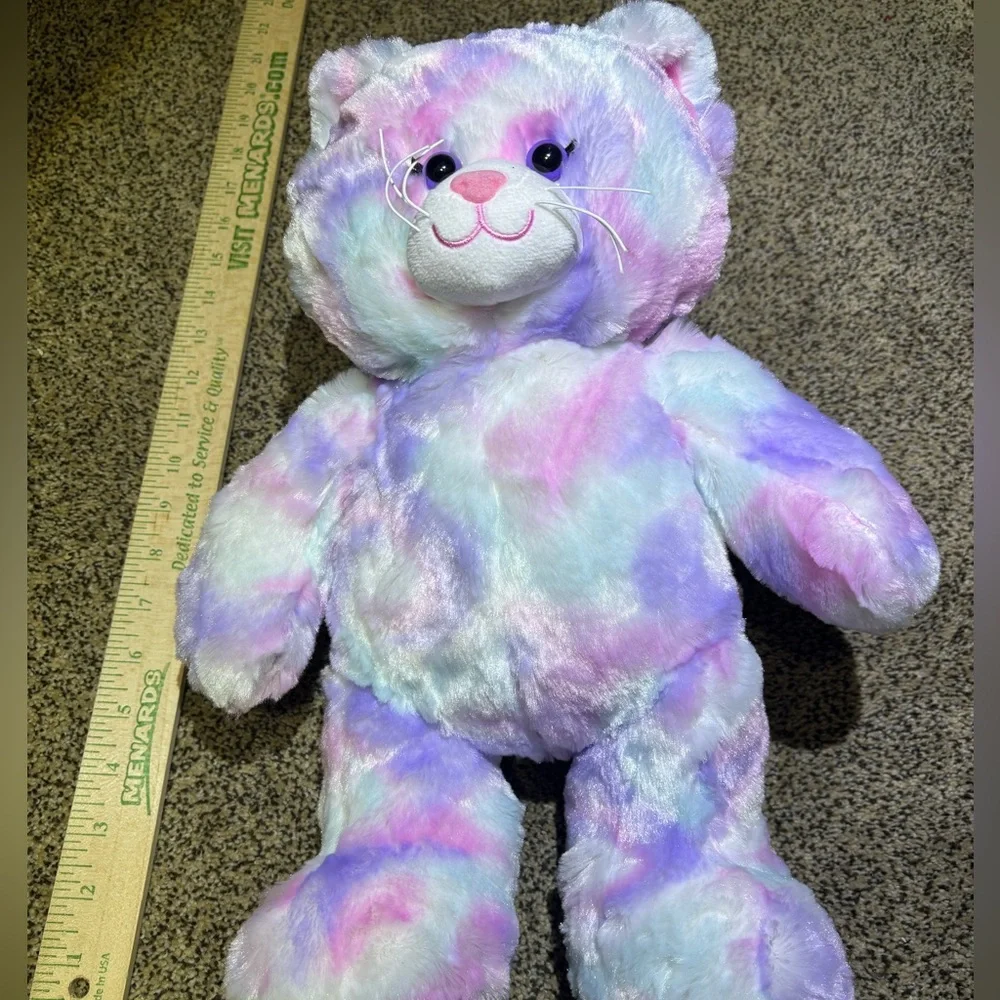 Build a bear pastel swirl kitty stuffed animal. 16” height. Shelf kept